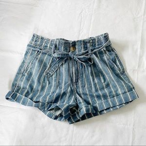 American Eagle Striped Jean Paperbag Shorts!